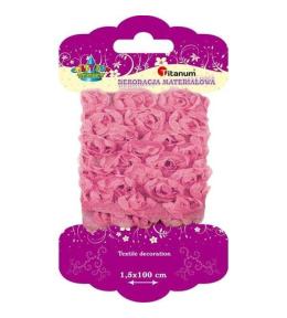 Wstążka tiulowa kwiatuszki jasnoróżowe