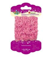 Wstążka tiulowa kwiatuszki jasnoróżowe