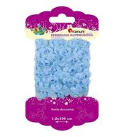 Wstążka tiulowa kwiatuszki jasnoniebieskie