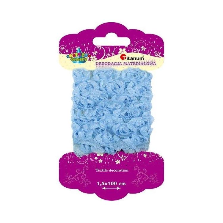 Wstążka tiulowa kwiatuszki jasnoniebieskie