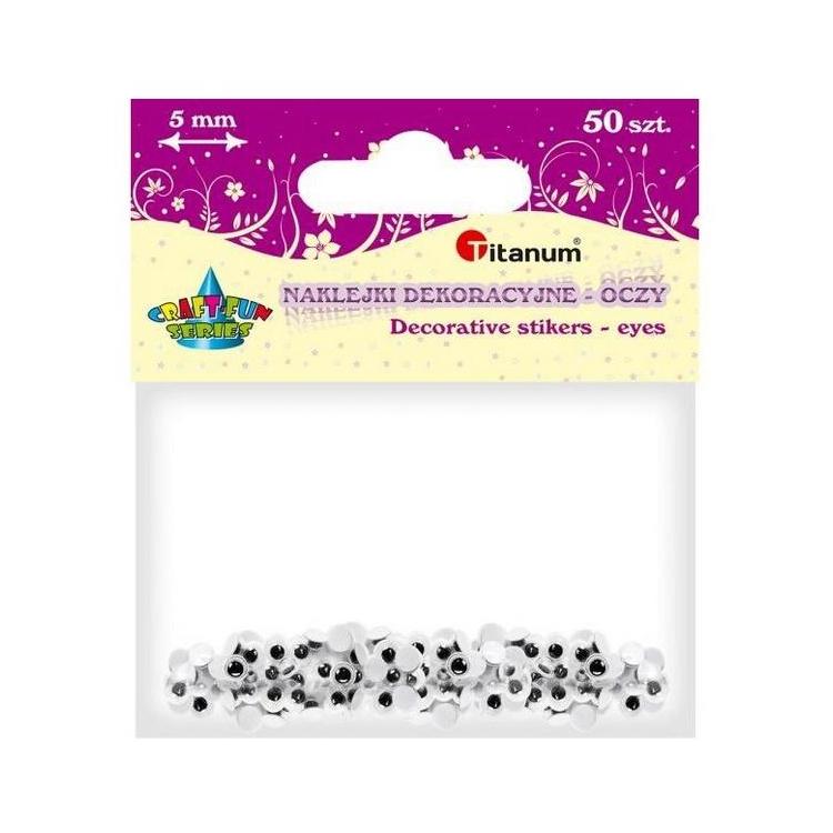 Oczy samoprzylepne bez rzęs 5mm okrągłe 50szt