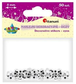 Oczy samoprzylepne bez rzęs 5mm okrągłe 50szt