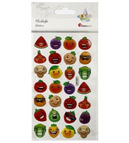 Naklejki wypukłe emotikony owoce, warzywa 28szt