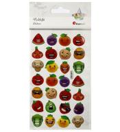 Naklejki wypukłe emotikony owoce, warzywa 28szt