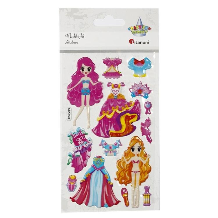 Naklejki wypukłe lalki i stroje 14szt