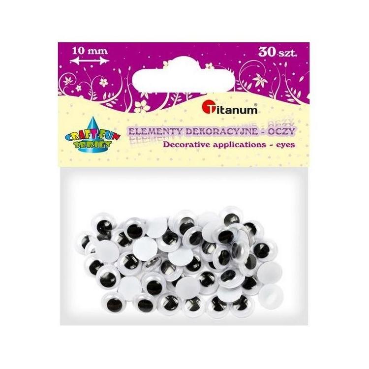 Oczy bez kleju i rzęs 10mm 30szt