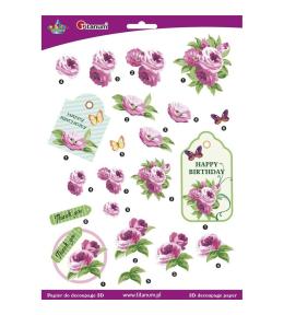 Papier do decoupage 3D kwiaty piwonie arkusz