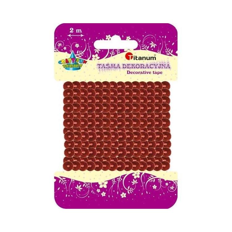 Cekiny na taśmie 6mm 2m czerwone