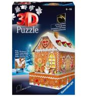 Puzzle 3D 216 Budynki nocą: Piernikowa Chatka