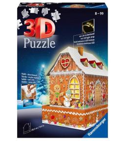 Puzzle 3D 216 Budynki nocą: Piernikowa Chatka