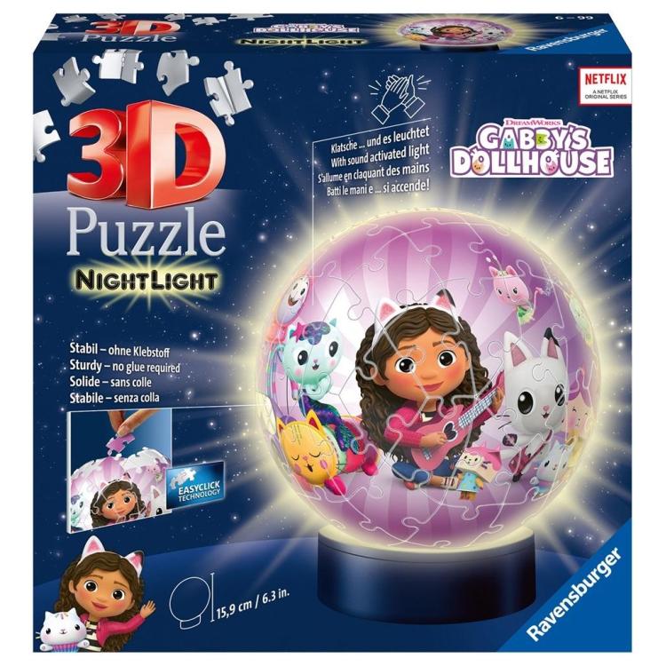 Puzzle 3D 72 Świecąca Kula: Koci Domek Gabi