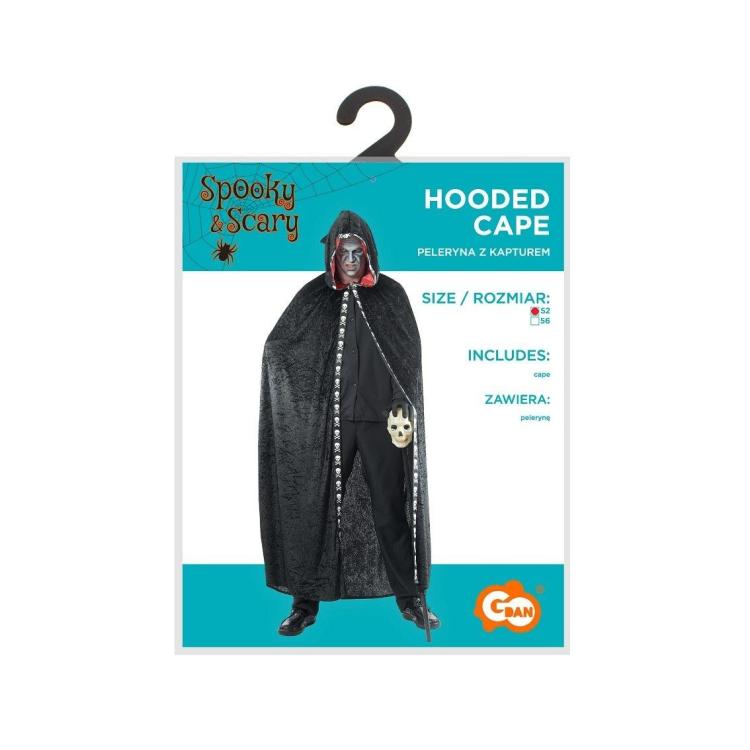 Peleryna z kapturem dla dorosłych czarna rozm.52