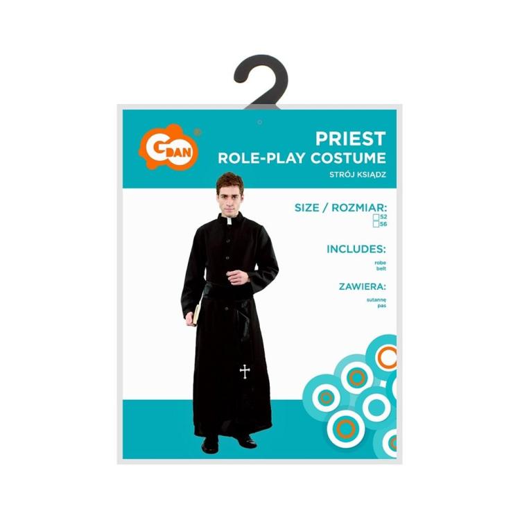 Strój księdza dla dorosłych (sutanna, pas), roz.52