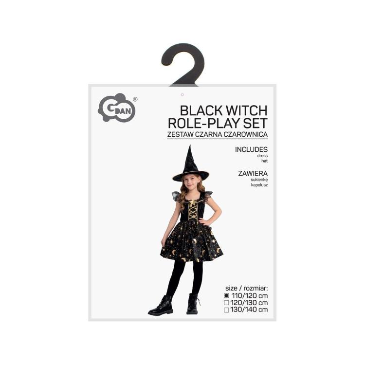 Strój dla dzieci Czarna Czarownica rozm. 110/120cm