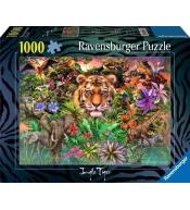 Puzzle 1000 Tygrys w ogrodzie