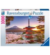 Puzzle 1000 Fudżi i kwitnąca wiśnia