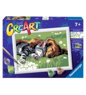 CreArt dla dzieci: Śpiący kotek z pieskiem