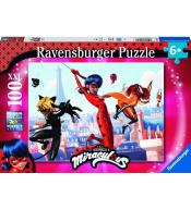 Puzzle XXL 100 Biedronka i czarny kot