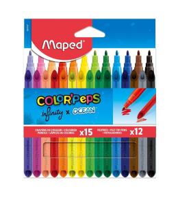 Zestaw Infinity kredki 15szt+flamastry Ocean 12szt