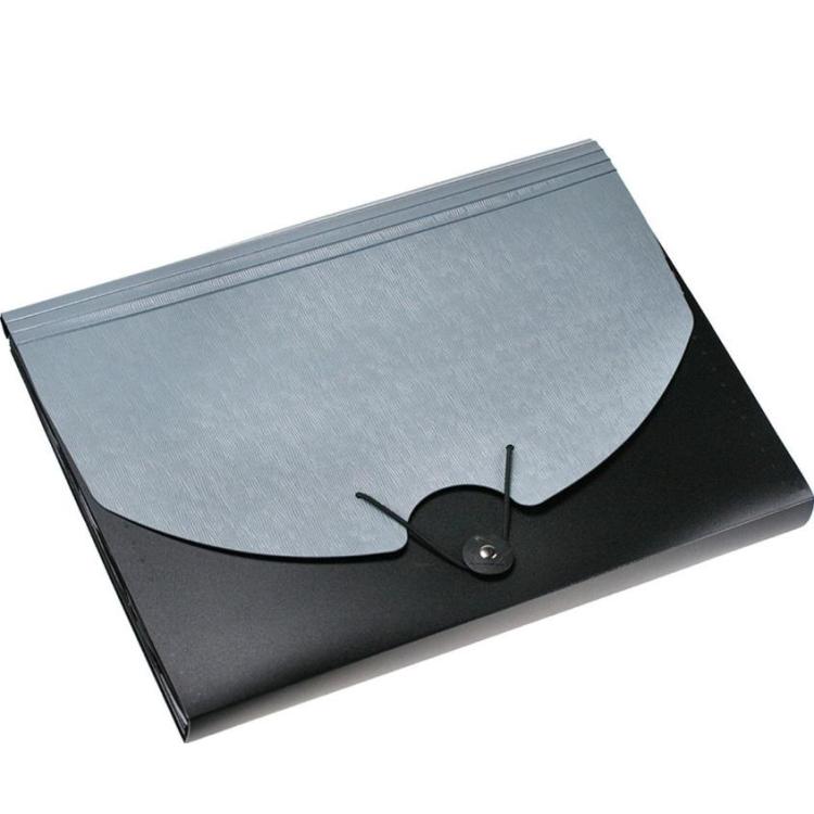 Teczka A4 z gumką 13 przegródek czarno-szara