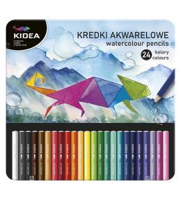 Kredki akwarelowe w pudełku 24 kolory KIDEA