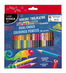 Kredki trójkątne dwustronne 48 kolorów KIDEA