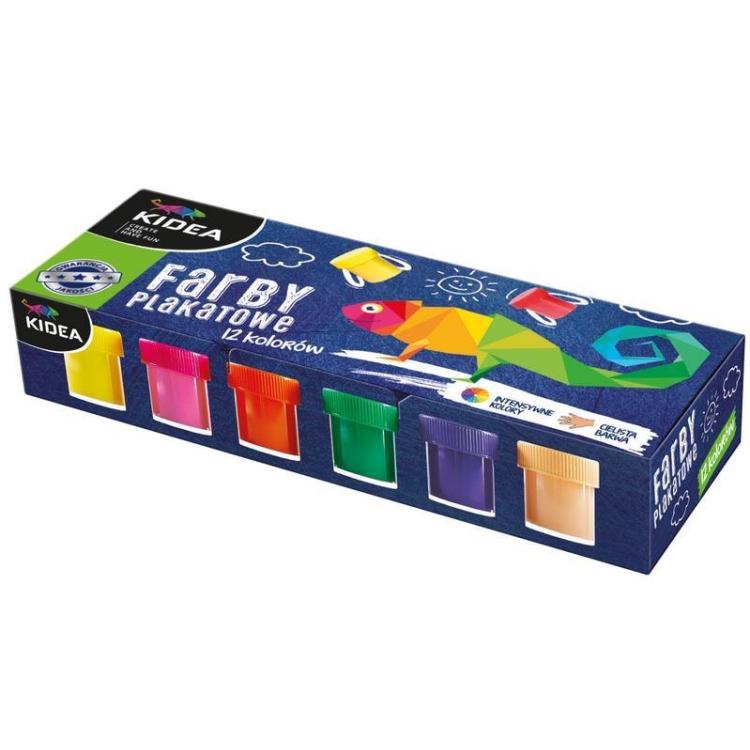 Farby plakatowe 12 kolorów x 20ml KIDEA