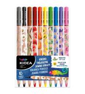 Kredki trójkątne jumbo Kwiaty 10 kolorów KIDEA