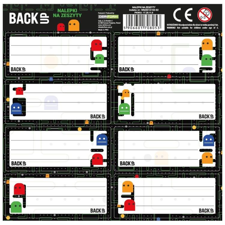 Nalepki na zeszyt BackUp 7 A102 (25szt) DERFORM