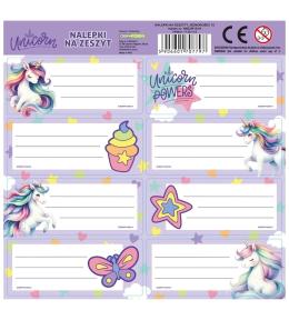Nalepki na zeszyty Jednorożec 16 (25szt) DERFORM