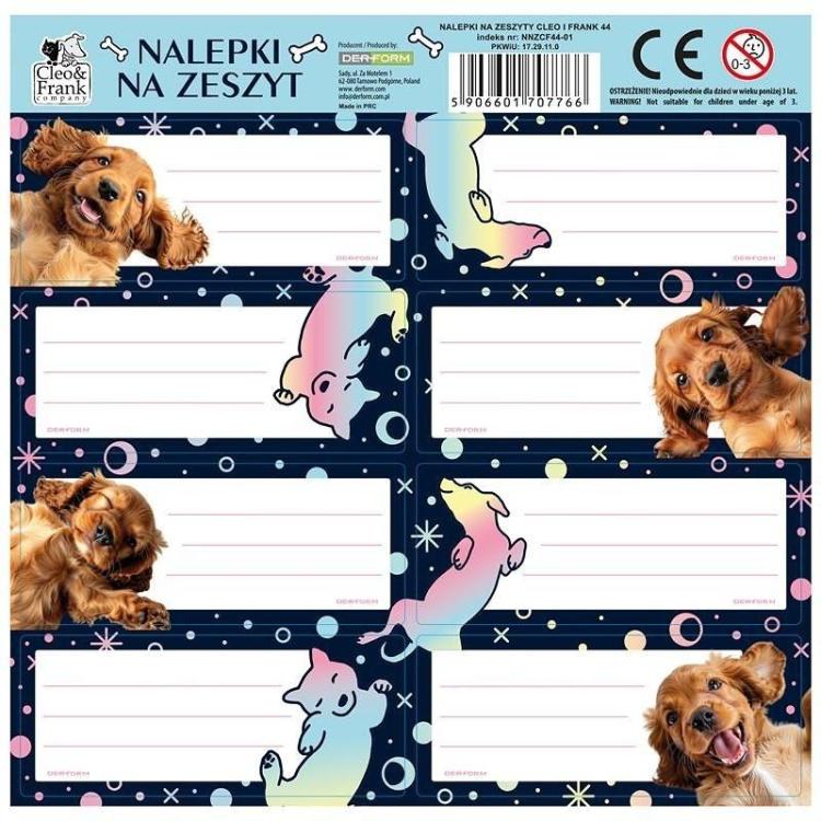 Nalepki na zeszyty Cleo i Frank 44 Pies (25szt)
