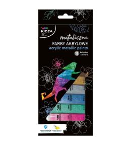 Farby akrylowe metaliczne 12x12ml KIDEA