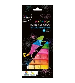 Farby akrylowe neonowe 12x12ml KIDEA