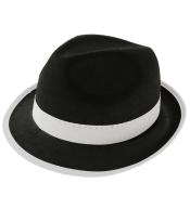 Kapelusz gangster czarny z białą lamówką