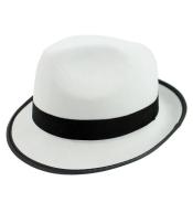 Kapelusz gangster biały z czarną lamówką