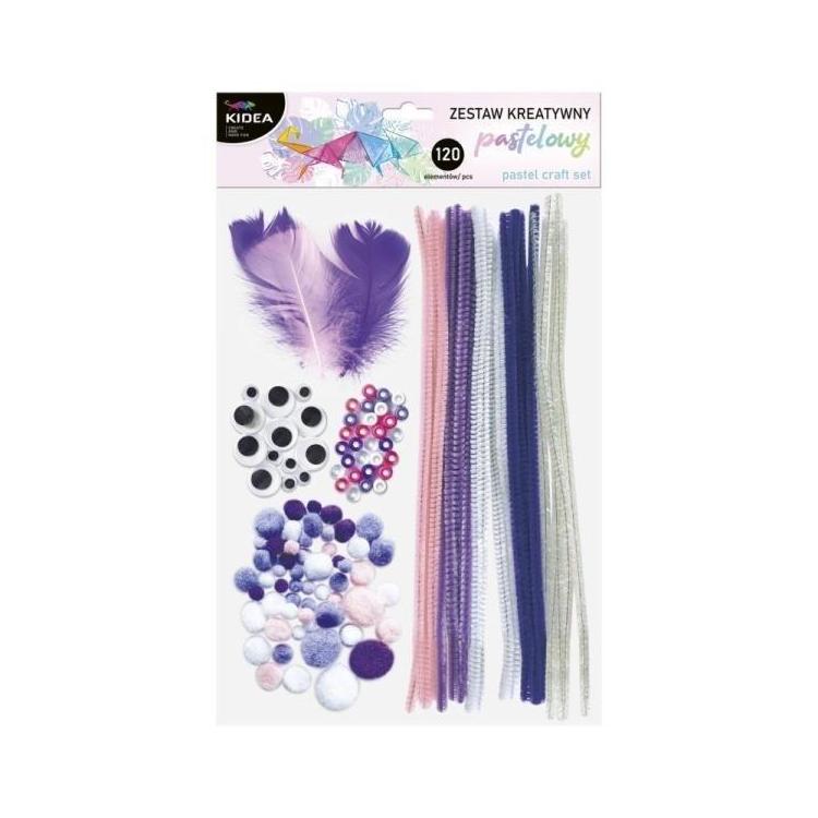 Pastelowy zestaw kreatywny 120 elementów KIDEA