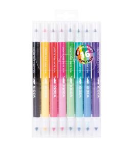 Flamastry dwukolorowe 16 kolorów KIDEA