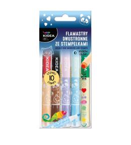 Flamastry dwustronne ze stempelkami 10szt KIDEA