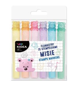 Flamastry dwustronne ze stempelkami 6szt KIDEA