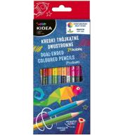 Kredki trójkątne dwustronne 24 kolory KIDEA
