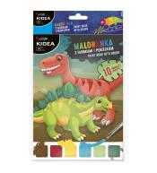 Malowanka z farbkami i pędzelkiem Dinozaury KIDEA