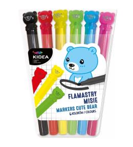 Flamastry misie 6 kolorów KIDEA