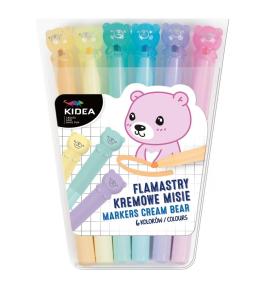 Flamastry kremowe misie 6 kolorów KIDEA