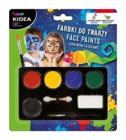 Farby do malowania twarzy 6 kolorów x 3,4g KIDEA