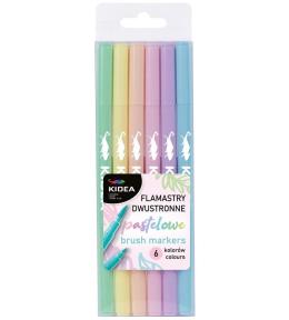 Flamastry dwustronne pastelowe 6 kol KIDEA