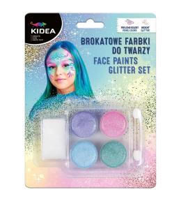 Farbki do twarzy brokatowe 4 kolory KIDEA