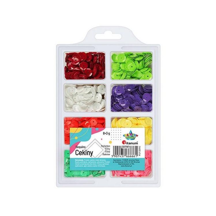 Cekiny 8mm okrągłe pastelowe 8 kolorów x 3g