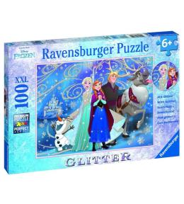 Puzzle 100 Kraina Lodu Błyszczący śnieg XXL brokat