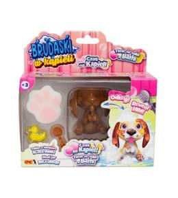 Brudaski w kąpieli piesek Beagle biało-żółty