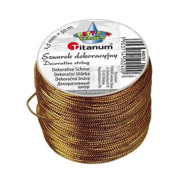 Sznurek metalizowany z rdzeniem 1.5mmx30m złoty